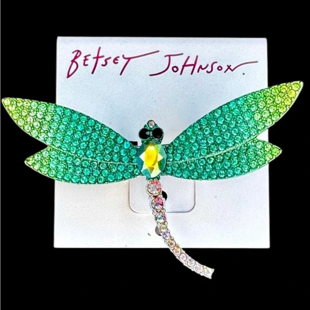 BETSEY JOHNSON Garden Glam Aurora Borealis Crystal Studs Dragonfly Ring NEW NWT